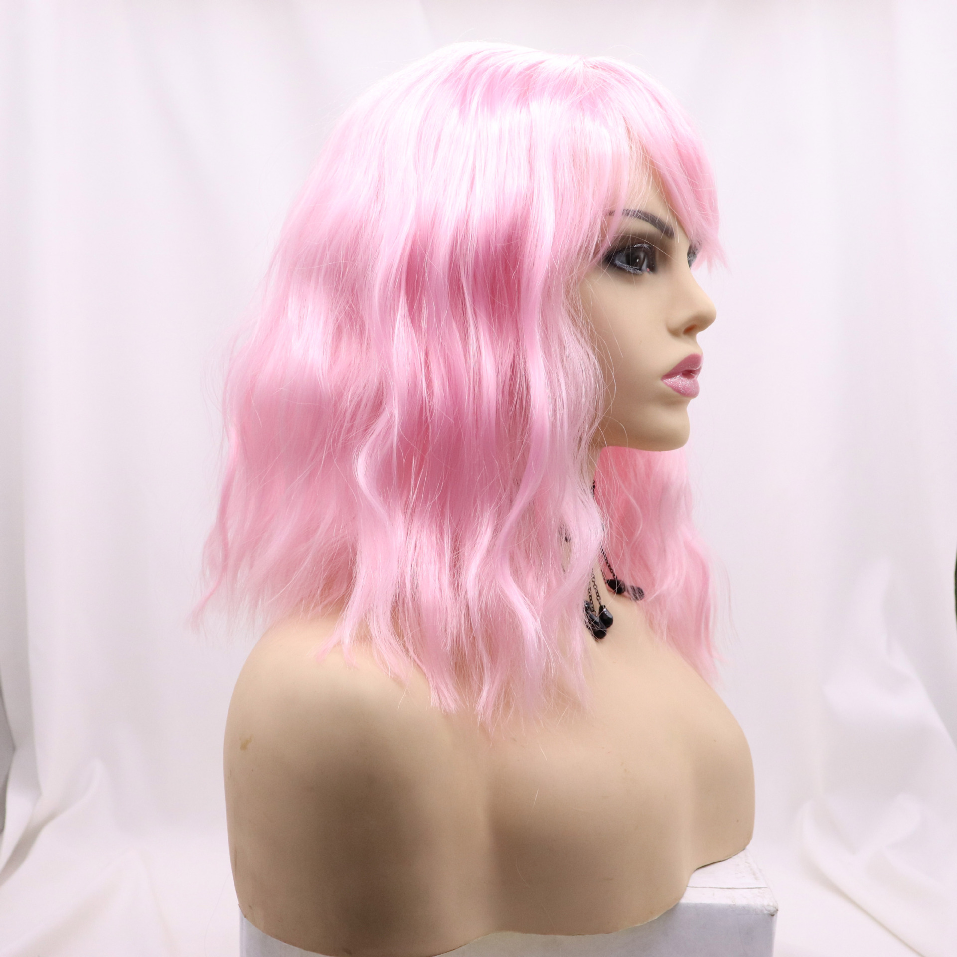 Comercio exterior Europa y América moda fibra química pelucas mujeres blancas de cabello largo recto de seda de alta temperatura cubierta de cabeza al por mayor SK003