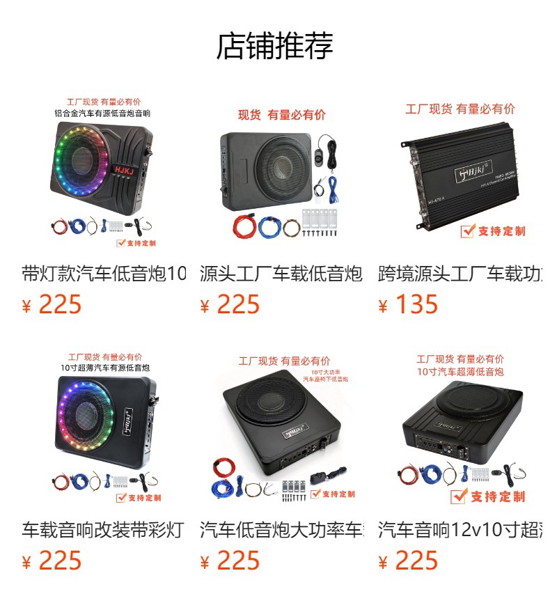 Factory Spot Car Subwoofer High Power 10inch Active Car Subwoofer under Seat 12V Car Audio