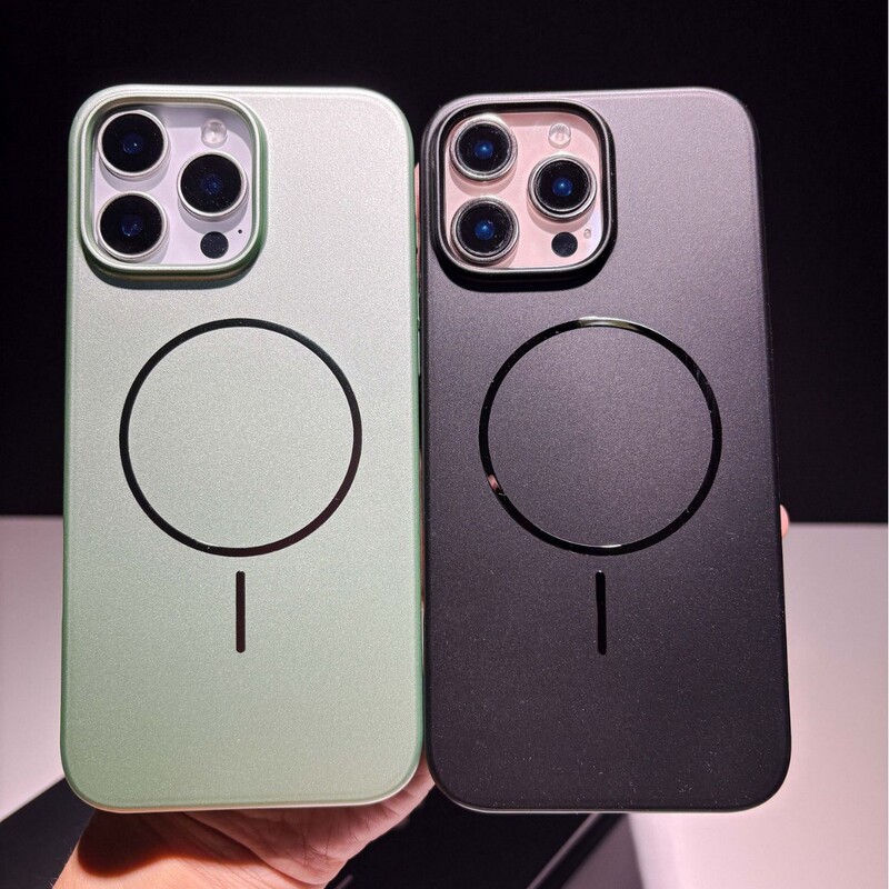 苹果16promax手机壳磁吸超薄iPhone17纯色磨砂细圈14大孔15保护壳|undefined