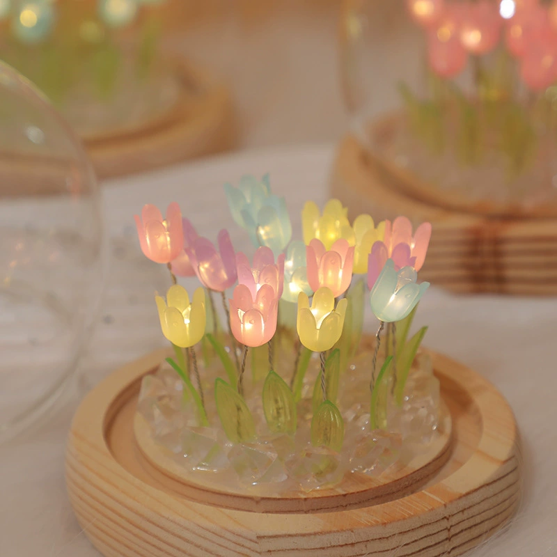 Креативная DIY кросс-борт tulip ночная лампа настольный декоративный свет атмосфера, подарок на день рождения лучшего друга ручной работы