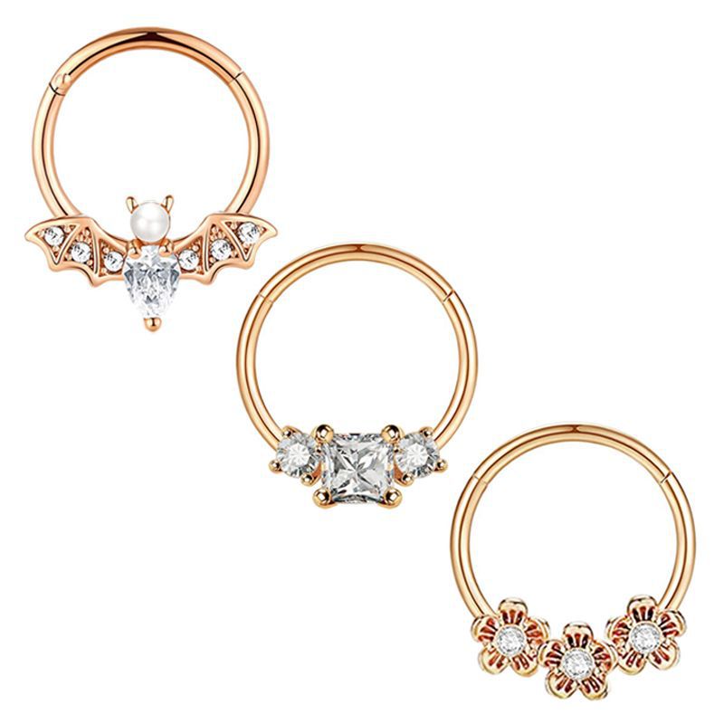 Star Flower Nose Clip Set 3 Pieces Stainless Steel Plated Nose Ring Nose Stud Piercing Jewelry detail image 12