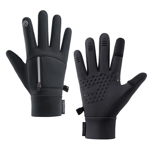 Cycling gloves men's Q247 autumn and winter outdoor cycling sports non-slip two-finger touch screen thickened fishing riding gloves