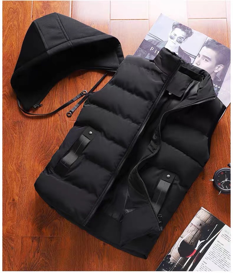 AliExpress 남성 착탈식 조끼 가을 민소매 코트 소원 겨울 다운 면 조끼 조수 제조 업체 후드