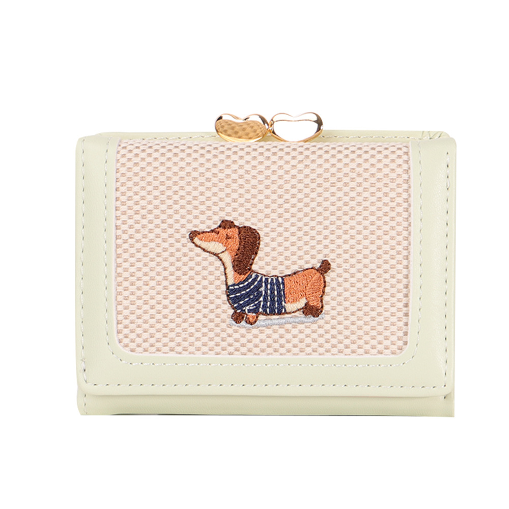 Cartera plegable de dibujos animados lindo transfronterizo, bowknot, bolso de tarjeta Macron, billetera de cuero PU de una pieza, billetera de mujer personalizada