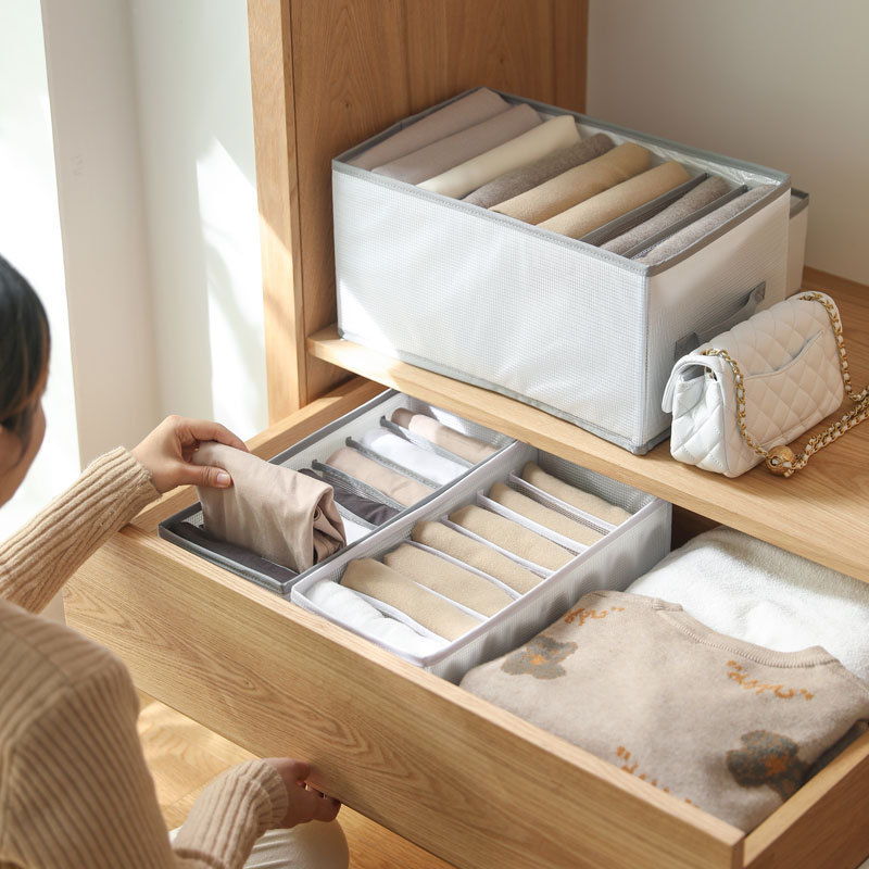 Pantalones vaqueros plegables caja de almacenamiento de ropa pantalones de almacenamiento artefacto ropa del hogar compartimiento caja de organización armario organizador caja