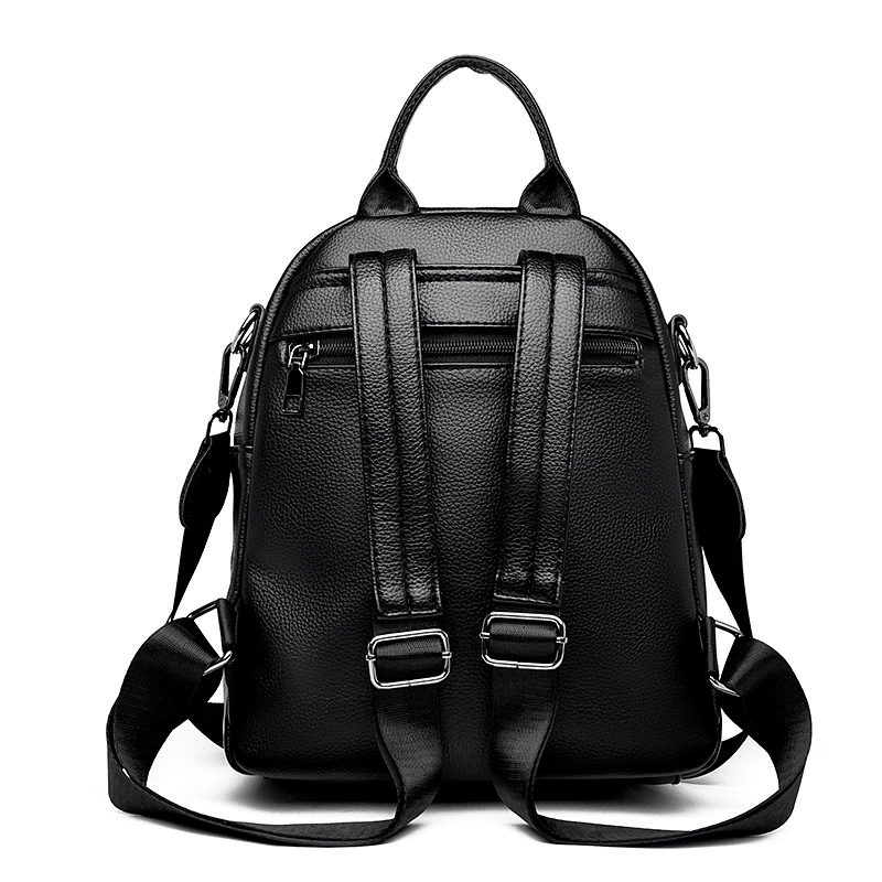 Black backpack, universal shoulder bag, school bag for traveling, genuine leather, 2023