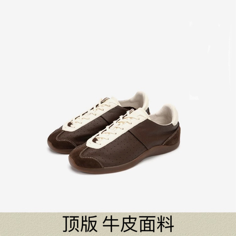 Cowhide version ~ ballet training shoes soft bottom women's shoes 2024 new niche casual color matching retro sneaker