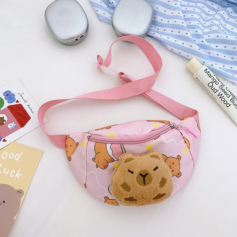 Kapibara bolso de pecho para niños nuevos dibujos animados lindos bolso de cintura para chicas extranjeras versátiles bolso de cintura para niños