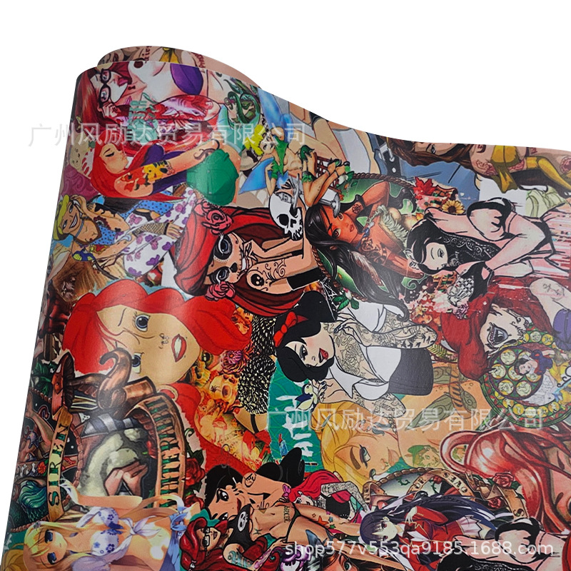 Car Personalized Graffiti Cartoon Animation Car Film Color Changing Self-Adhesive Sticker Electric Motorcycle Modified Car Color Changing Film