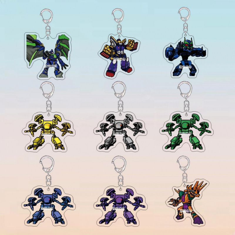 The Adventures of Lolo Animation Peripheral Keychain Pixel Tiger King Tyrannosaurus Dragon God Acrylic Schoolbag Pendant for Students