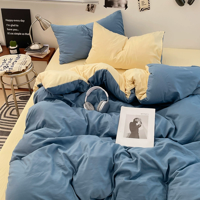 Новый продукт внешней торговли: простой комплект постельного белья из четырех предметов из чесаного хлопка, комплект из трех предметов для общежития и комплект простыней.