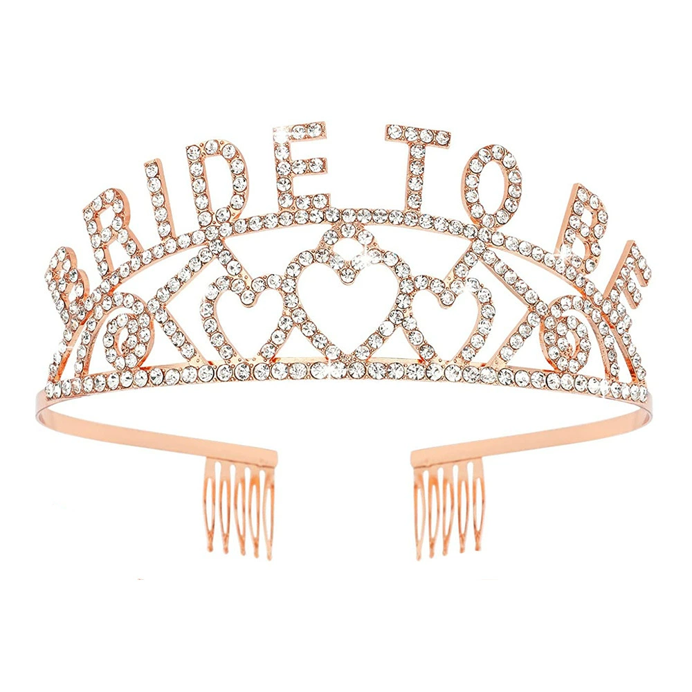 Золотая блестящая лента с надписью BRIDE, корона для невесты, праздничное декоративное украшение, лямка, аксессуар для вечеринок