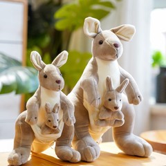 Cute Australian Kangaroo Plush Toy Mother and Son Kangaroo Figurine Simulated Animal Doll Parent-Child Playset Birthday Gift