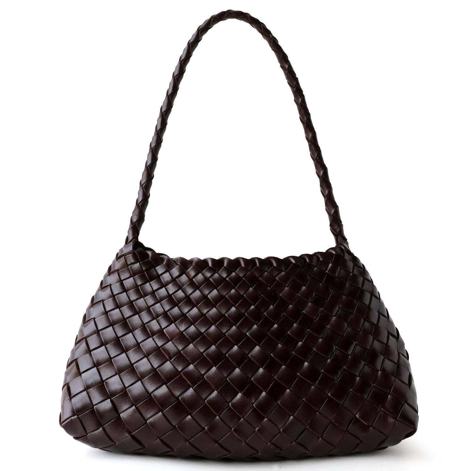 Niche Luxury Hand-Woven Top Grain Cowhide Leather French Vintage Basket Bag Genuine Leather Handbag Underarm Bag - Thumbnail 5