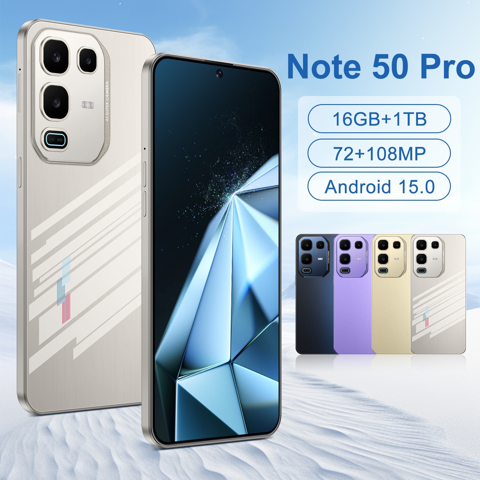 New Cross-Border Note 50 Pro Smartphone 16+1t Android 7.3inch Large Screen Mobile Phone Source Factory