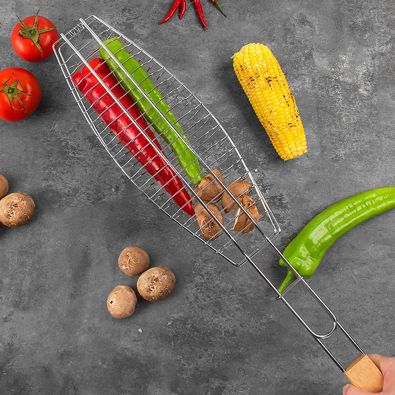 Baked fish clip stainless steel round household commercial use bold rectangular barbecue mesh shelf wholesale