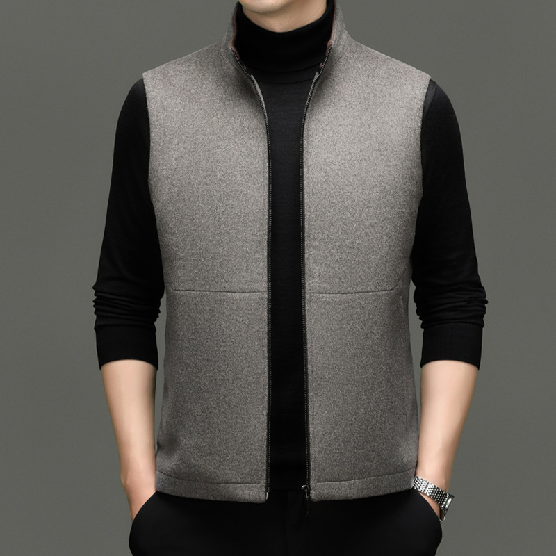 Woolen down Vest Men's Stand-Up Collar Inner Wear Warm Vest Middle-Aged Dad's Thickeneded Vest Vest Jacket Woolen down Vest Men's Stand-Up Collar Inner Wear Warm Vest Middle-Aged Dad's Thickeneded Vest Vest Jacket