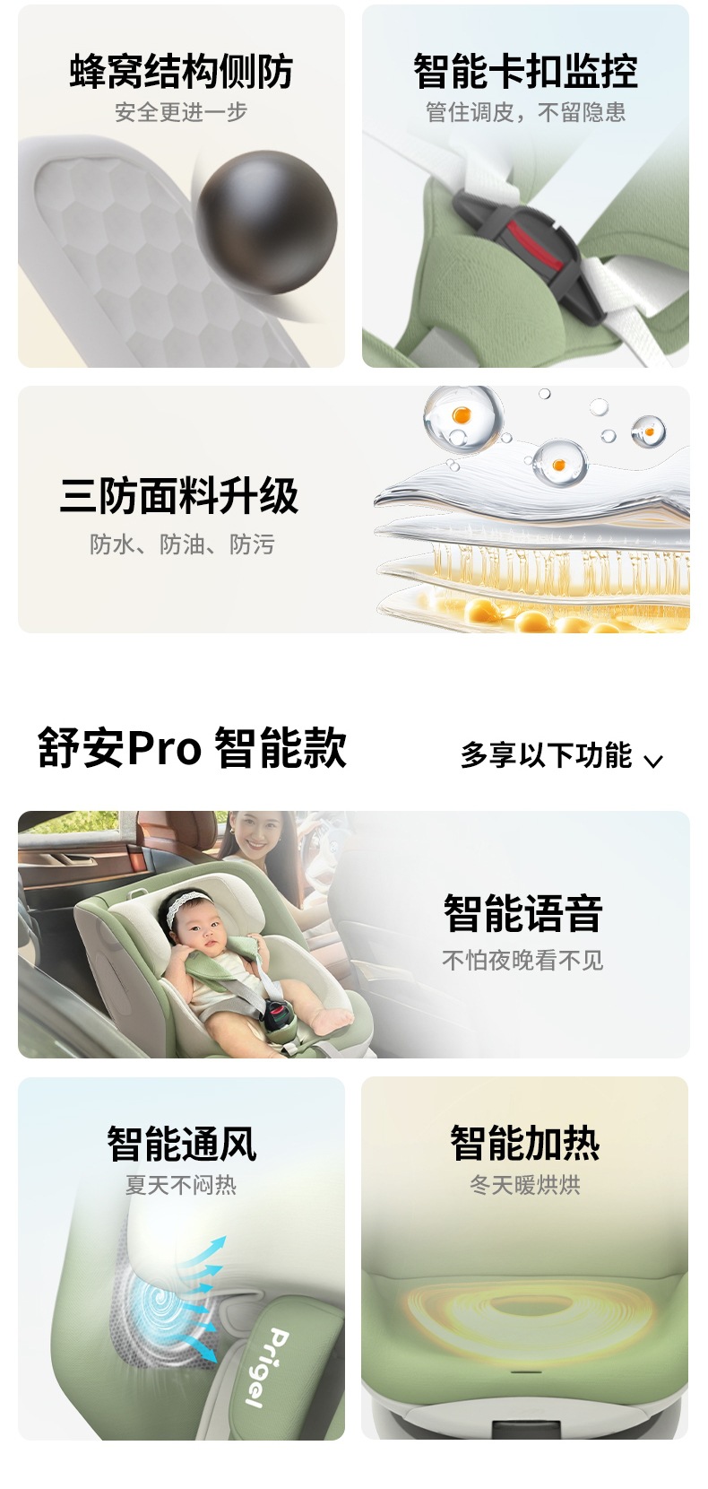 Prigel Kids Safety Seat Baby Car Car for Babies Aged 0 to 12 Years Old Ventilated and Reclining