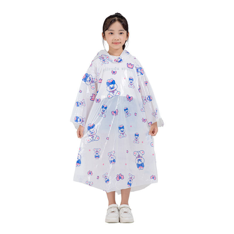 新款加厚卡通印花儿童套头雨衣大书包位小学生一次性雨衣独立包装|undefined