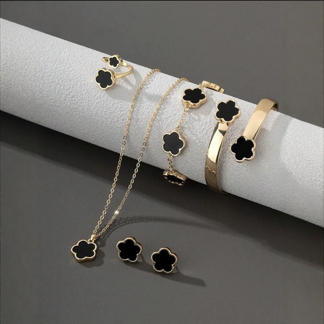 Набор украшений «Пятилистный клевер» Xiyin для женщин, простой и универсальный комплект: колье, браслет, кольцо, серьги, аксессуары