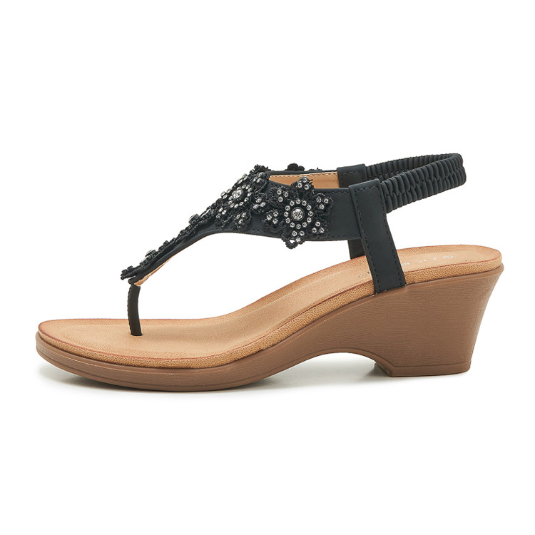 Sandal đế xuồng đính đá hoa thời trang mùa hè 2026 mẫu mới 180-3 — màu nâu, màu đen, quả mơ chi tiết 27