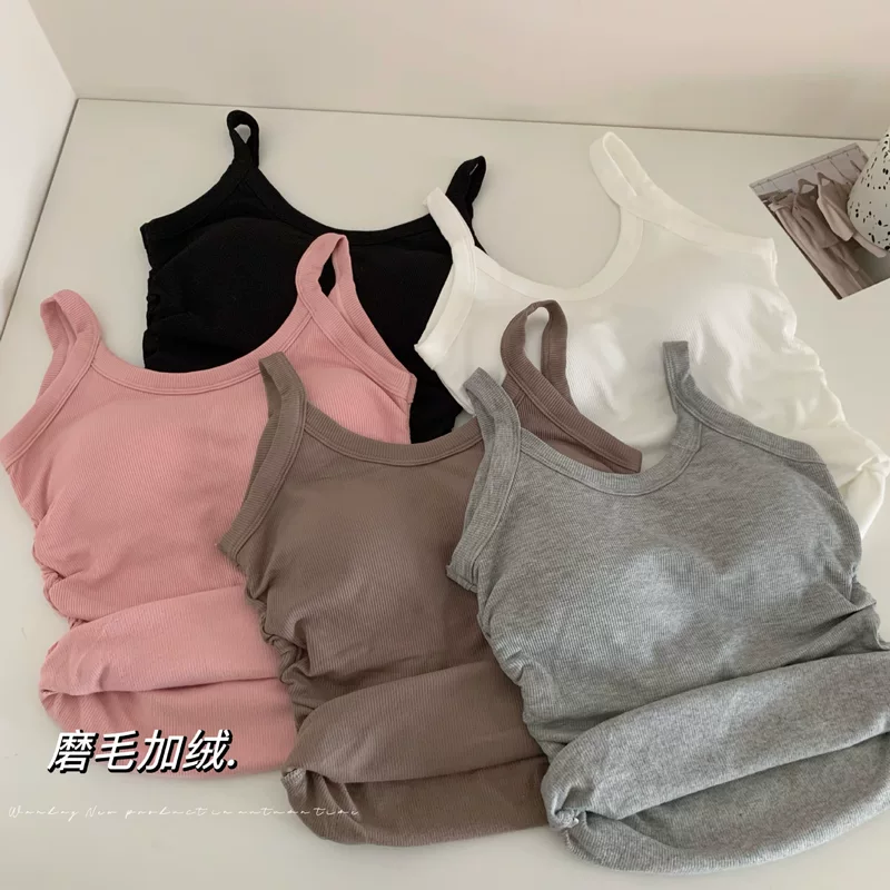 Топ-майка из велюра с подкладкой, one-size (80–130 цзинь), с чашками и поддержкой спины