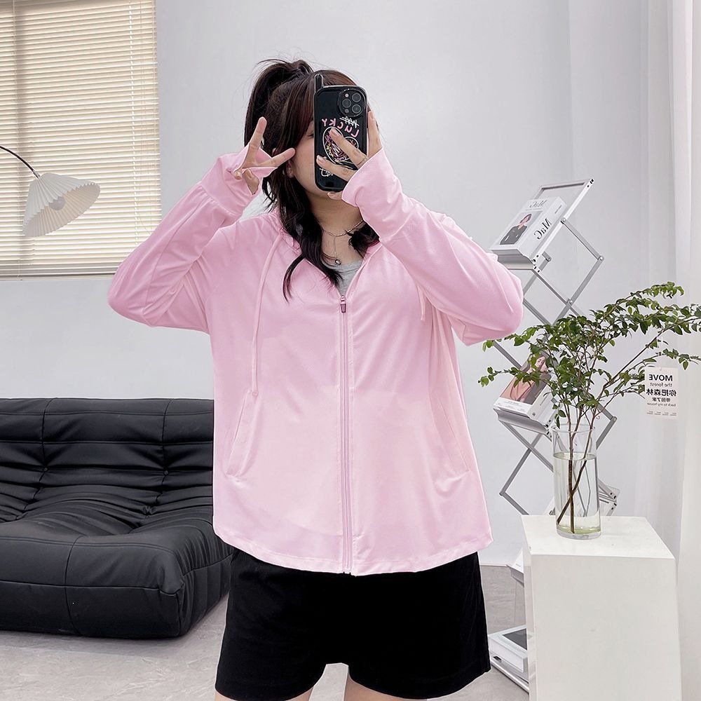 Plus size 150kg Korean style purple cool sun protection jacket, new summer niche casual versatile thin hooded coat