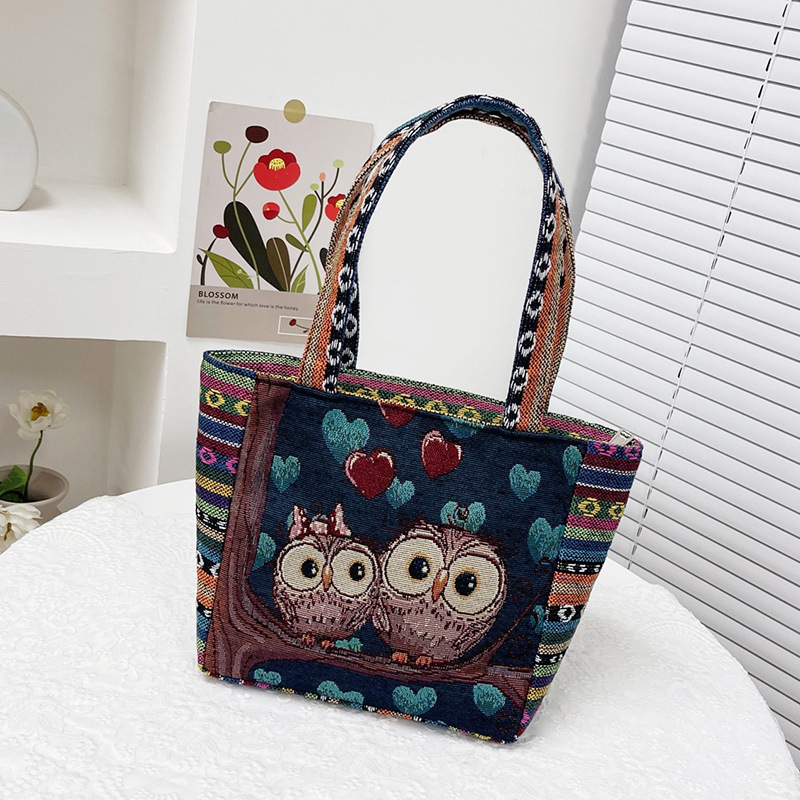 メーカー卸売ハンドバッグ漫画両面ジャカード刺繍手提げ袋サラリーマンのハンドバッグ|undefined