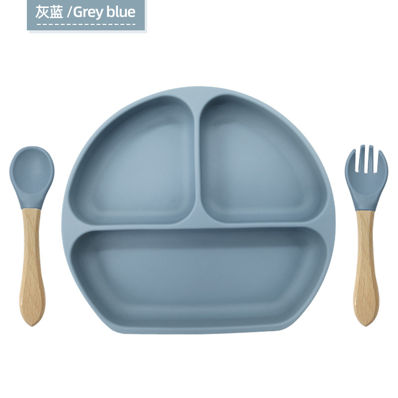 Plato de alimentación infantil tipo succión Plato de alimentación infantil Plato de cubierta de tres partes Amazon Plato de silicona de grado alimenticio