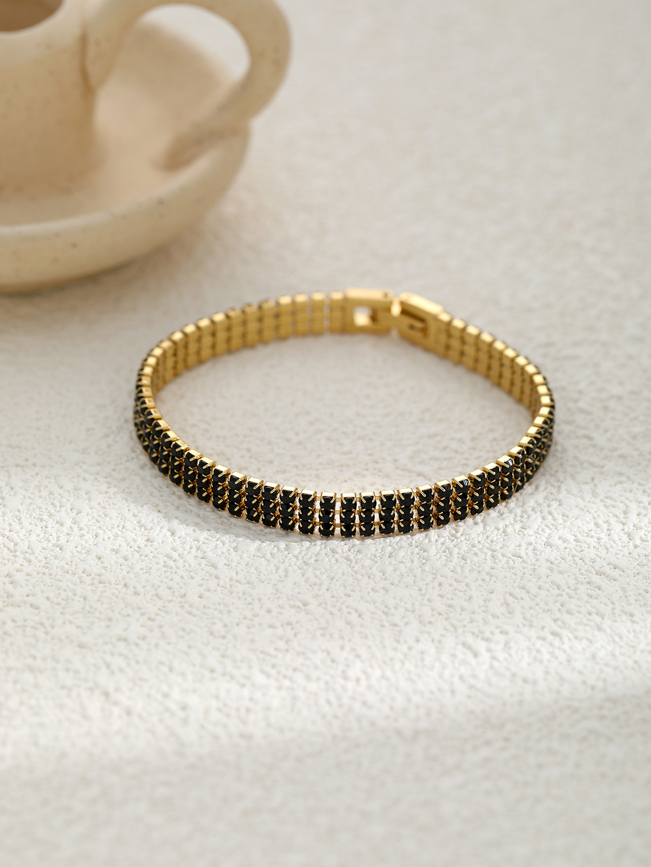 1 Piece Quantity Vintage Style Classic Style Geometric Titanium Steel Zircon Chain-free Bracelets In Bulk