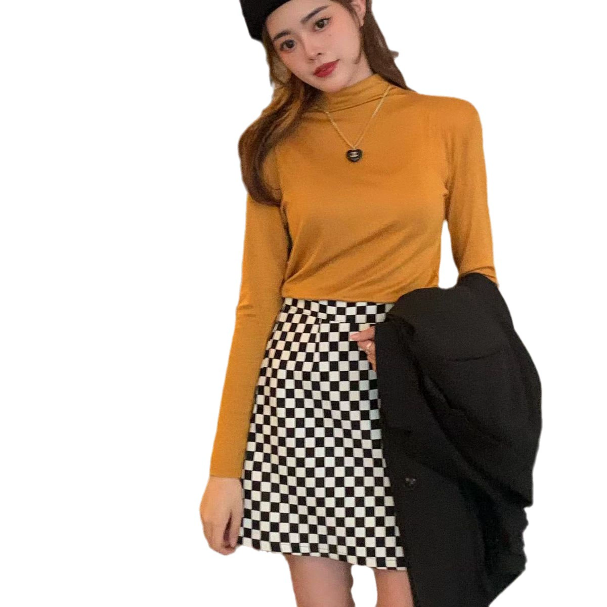 Hyaluronic‑acid modal cotton base shirt, half turtleneck, breathable one size 80–150