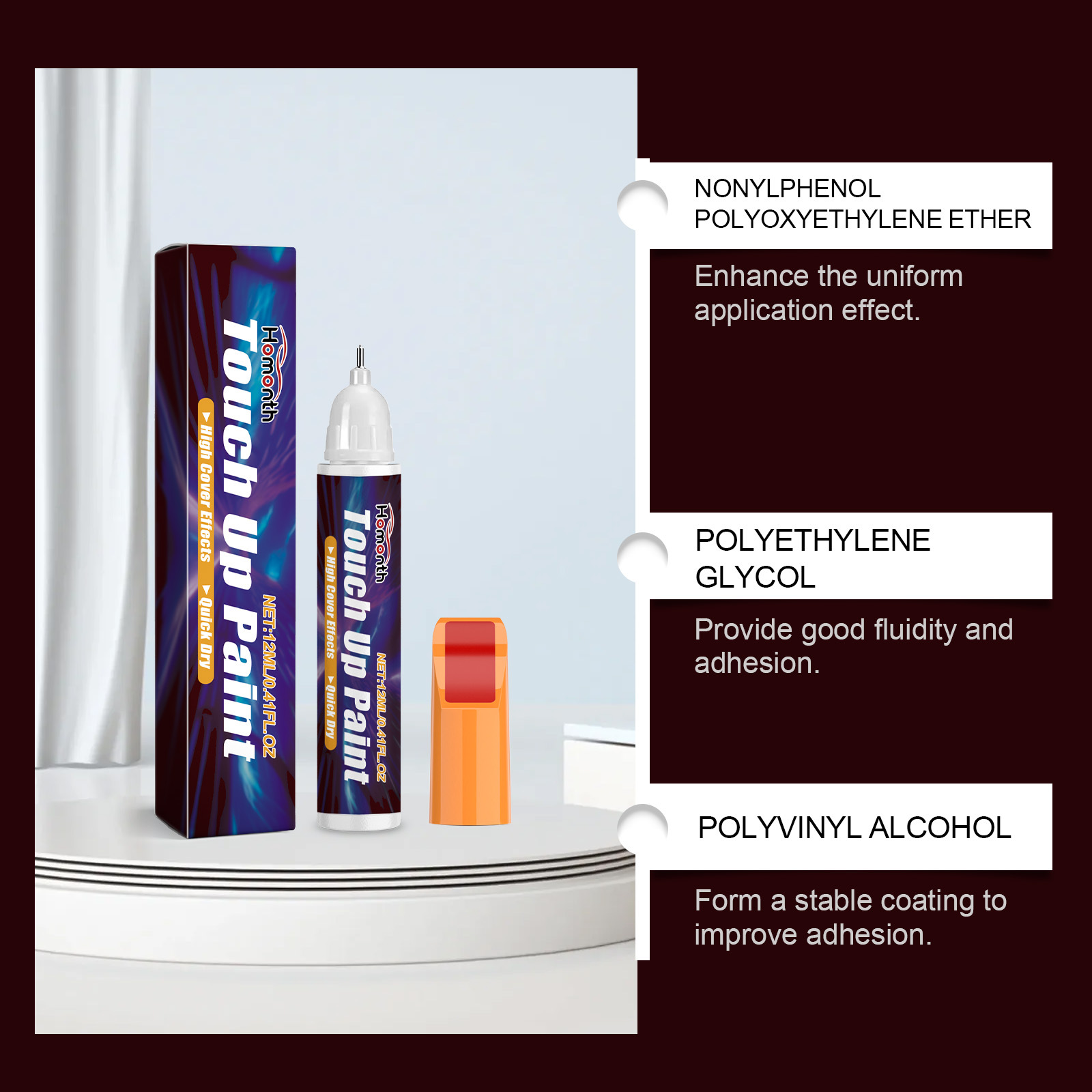 Homonth Red Car Scratch Care Paint Pen Paint Scratch Scratch Care Touch-Up Paint Maintenance Paint Pen