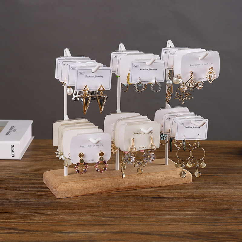 Solid Wood Iron Earring Display Rack Household Earrings Cardboard Storage Jewelry Rack Hanging Keychain Bracelet Jewelry Rack