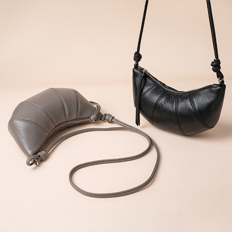 Top Grain Cowhide Leather Hobo Bag - Genuine Leather Shoulder & Crossbody Bag, Summer Fashion Casual Versatile Luxury Dumpling Bag For Women - Thumbnail 3