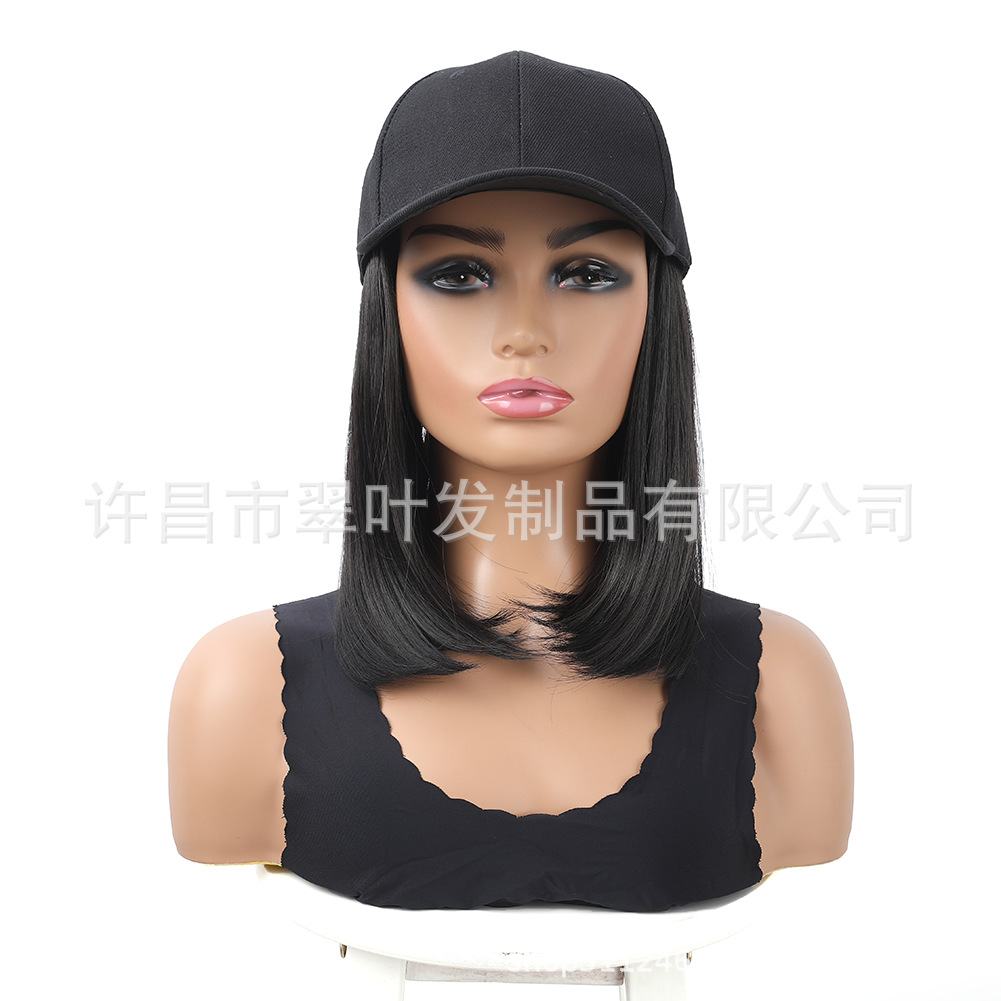 Sombrero pelucas fibra química corta pelo recto Bobo cabeza en una peluca de moda pelucas 10 pulgadas