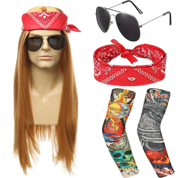 Halloween 80S Retro Cosplay Party Wig Punk Men and Women Same Style Red Rock European and American Wig