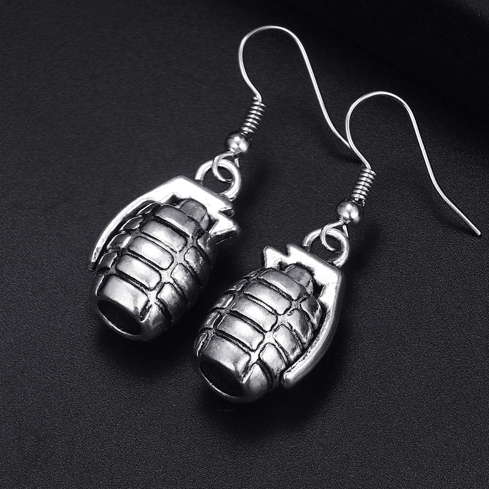 European and American Fashion Retro New Hot Gothic Punk Style Mini Explosive Grenade Pendant Simple Women's Earrings