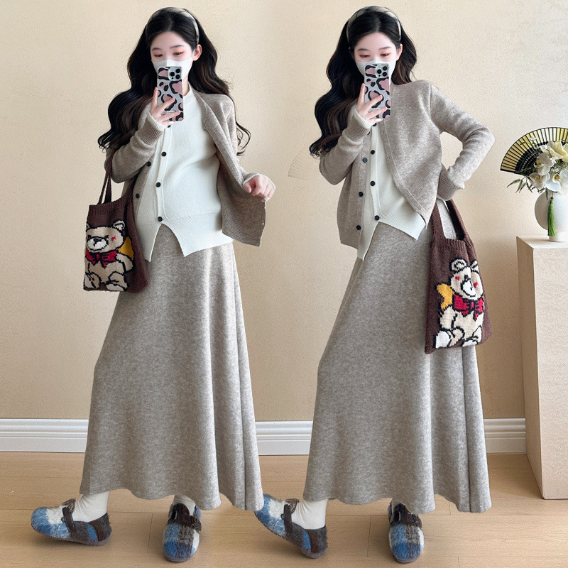 임산부 원피스 봄 가을 겨울 아우터웨어 스웨터 상의 니트 스커트 투피스 스커트 겨울 의류 여성