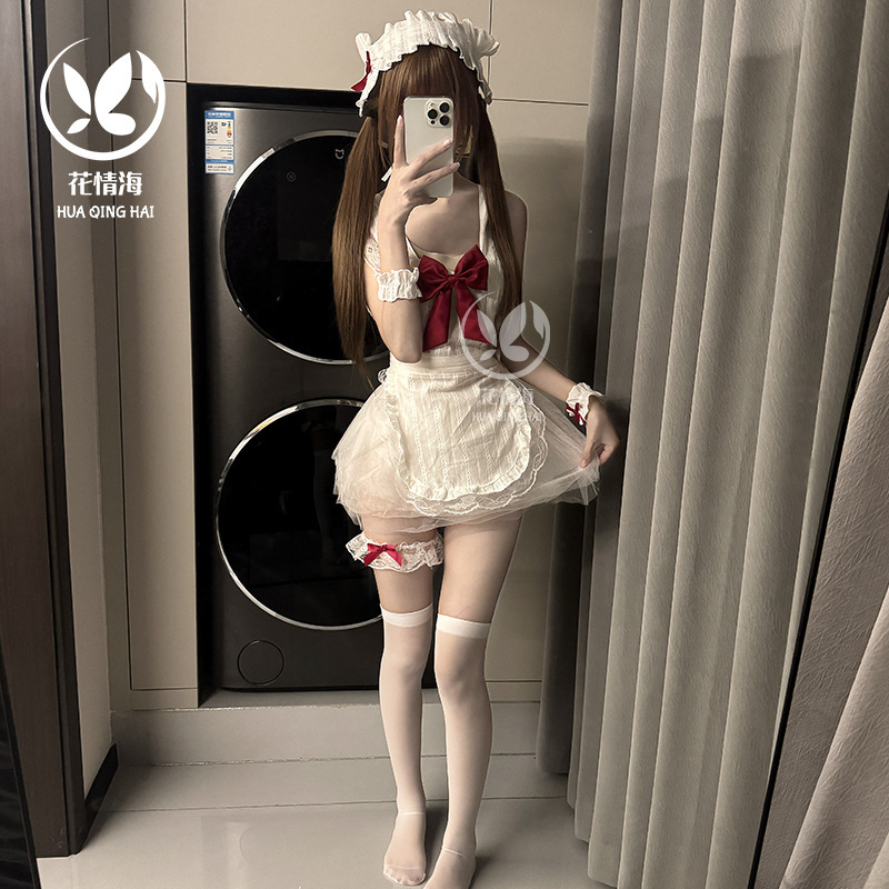 Floral Lace Hollow-Out Lingerie with Ruffles, Small Bust Nightgown, Maid Uniform Apron A486, Sexy Lingerie for Small Busts Floral Lace Hollow-Out Lingerie with Ruffles, Small Bust Nightgown, Maid Uniform Apron A486, Sexy Lingerie for Small Busts