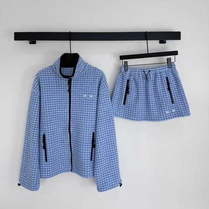 Nanyou Women's Clothing M Brand 26 Early Autumn New Blue Plaid Fleece Jacket Coat ➕ Mini skirt suit for women Nanyou Women's Clothing M Brand 26 Early Autumn New Blue Plaid Fleece Jacket Coat ➕ Mini skirt suit for women