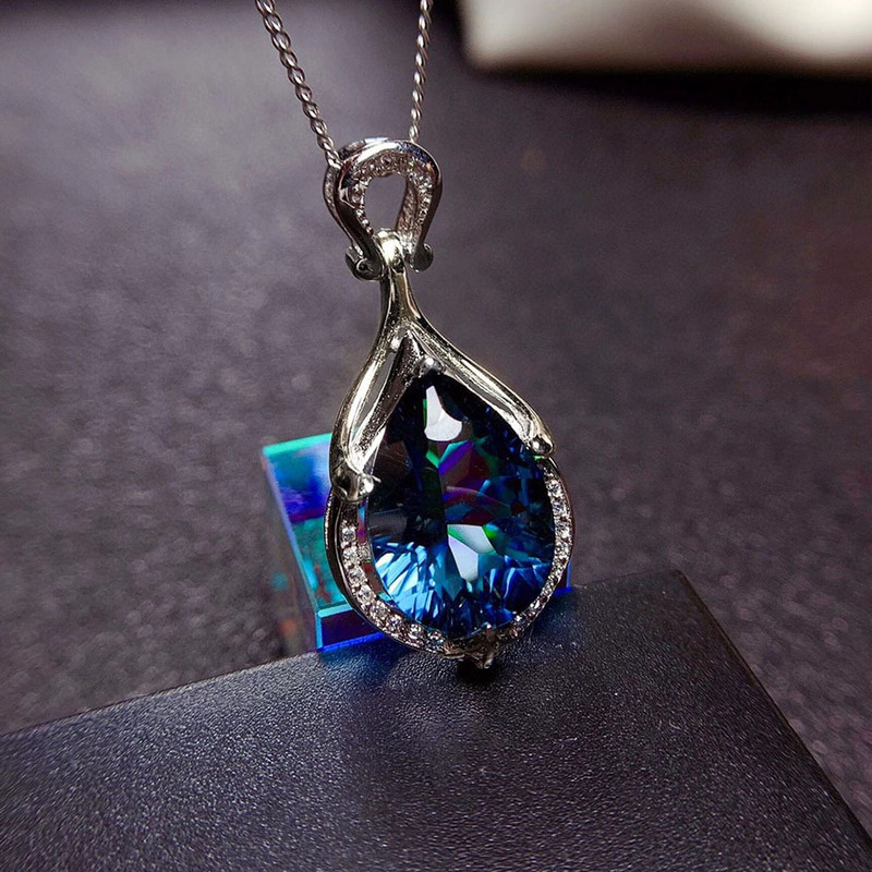 Huitan new fashion mermaid tears pendant online sales live hot style sapphire water drop colorful treasure necklace Huitan new fashion mermaid tears pendant online sales live hot style sapphire water drop colorful treasure necklace