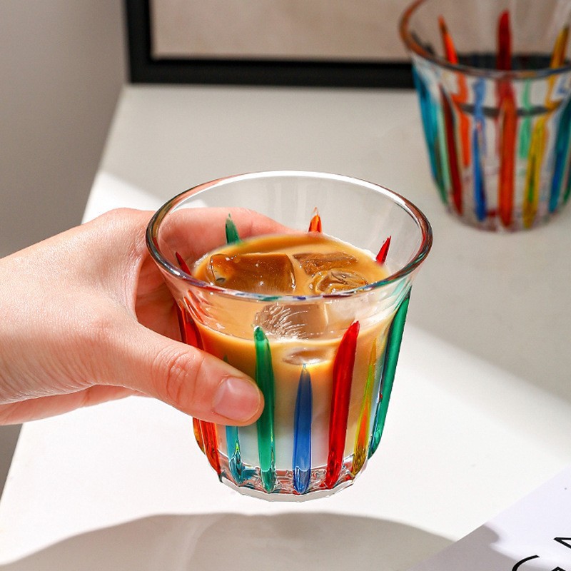 Taza de café pintada vidrio templado pintado a mano bombarderos americanos coloridos retrógrados transparentes sucios Latte Australia
