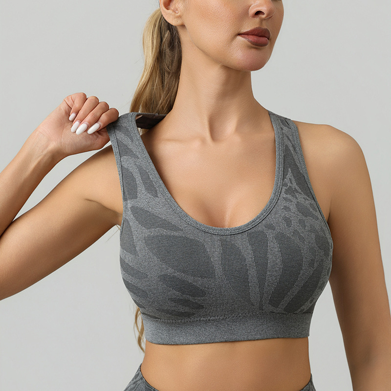 Comercio exterior transfronterizo ropa interior deportiva sin costuras, cremallera delantera para mujeres, ropa exterior, espalda cruzada, acondicionamiento transpirable, corrida a prueba de choques