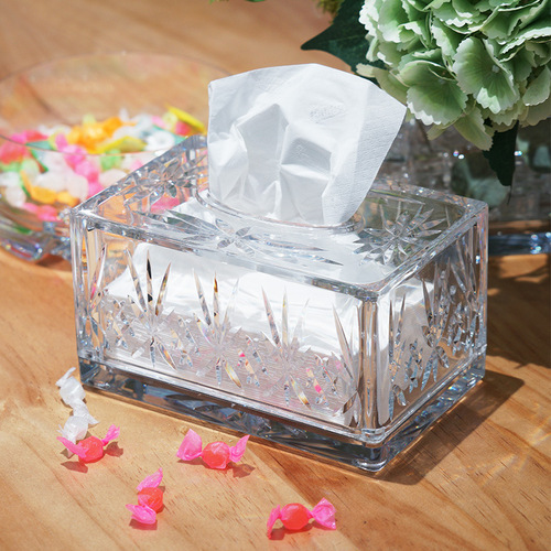 Jiabao high-end tissue box living room light luxury high-end dining table car interior imitation crystal PC acrylic plastic commercial