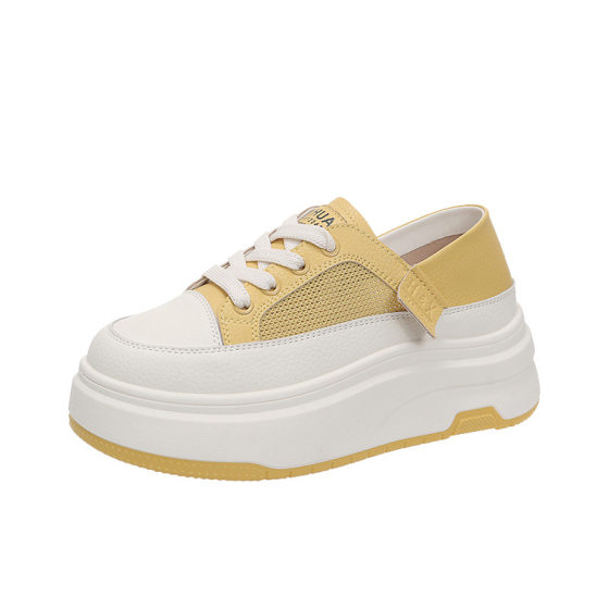 Genuine Leather Thick-soled White Shoes Women's Shoes Two-wear Single-layer Shoes 2025 Summer New Mesh Breathable Sports Casual Sneakers