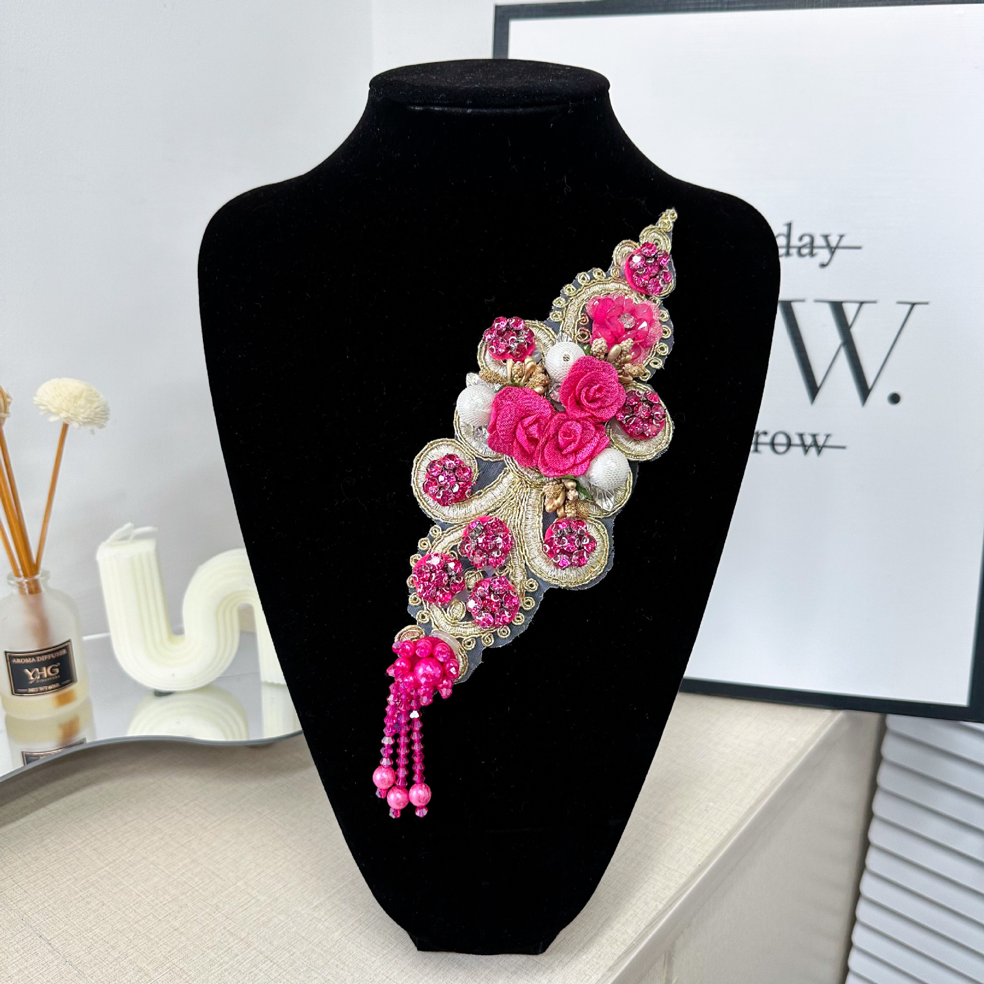 E-commerce delicado bordado clavos perlas de bordado flor de boda flor de novia ropa de decoración de estilo nacional accesorios multicolores image 8