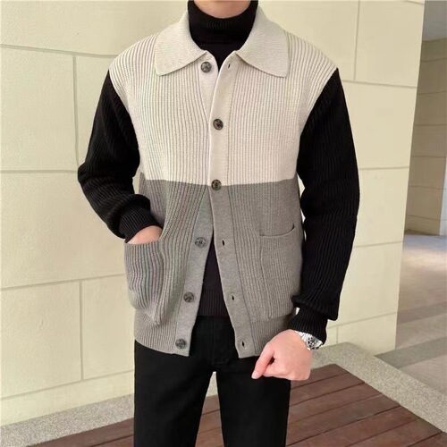 Cardigan sweater for men, new style, men's knit top, collar knit sweater, men's autumn knitwear, men's woolen sweater