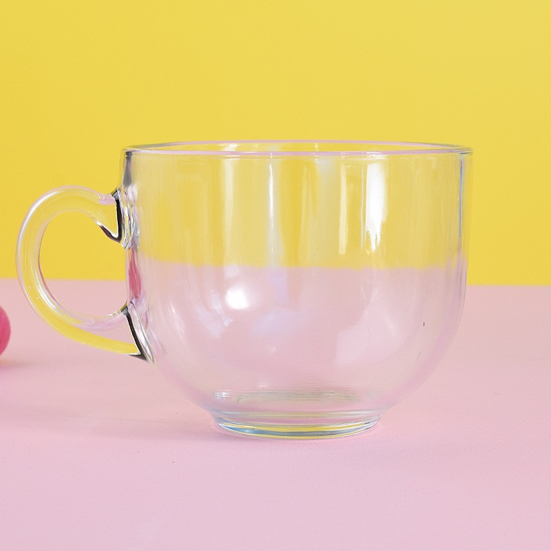 Wholesale Large Capacity Glass Home Breakfast Cups with Handles, Milk Glass Coffee Oatmeal Cups, Gift Cups