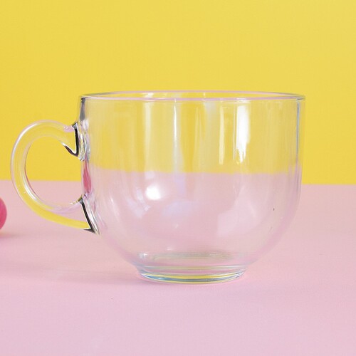 Wholesale Large Capacity Glass Home Breakfast Cups with Handles, Milk Glass Coffee Oatmeal Cups, Gift Cups
