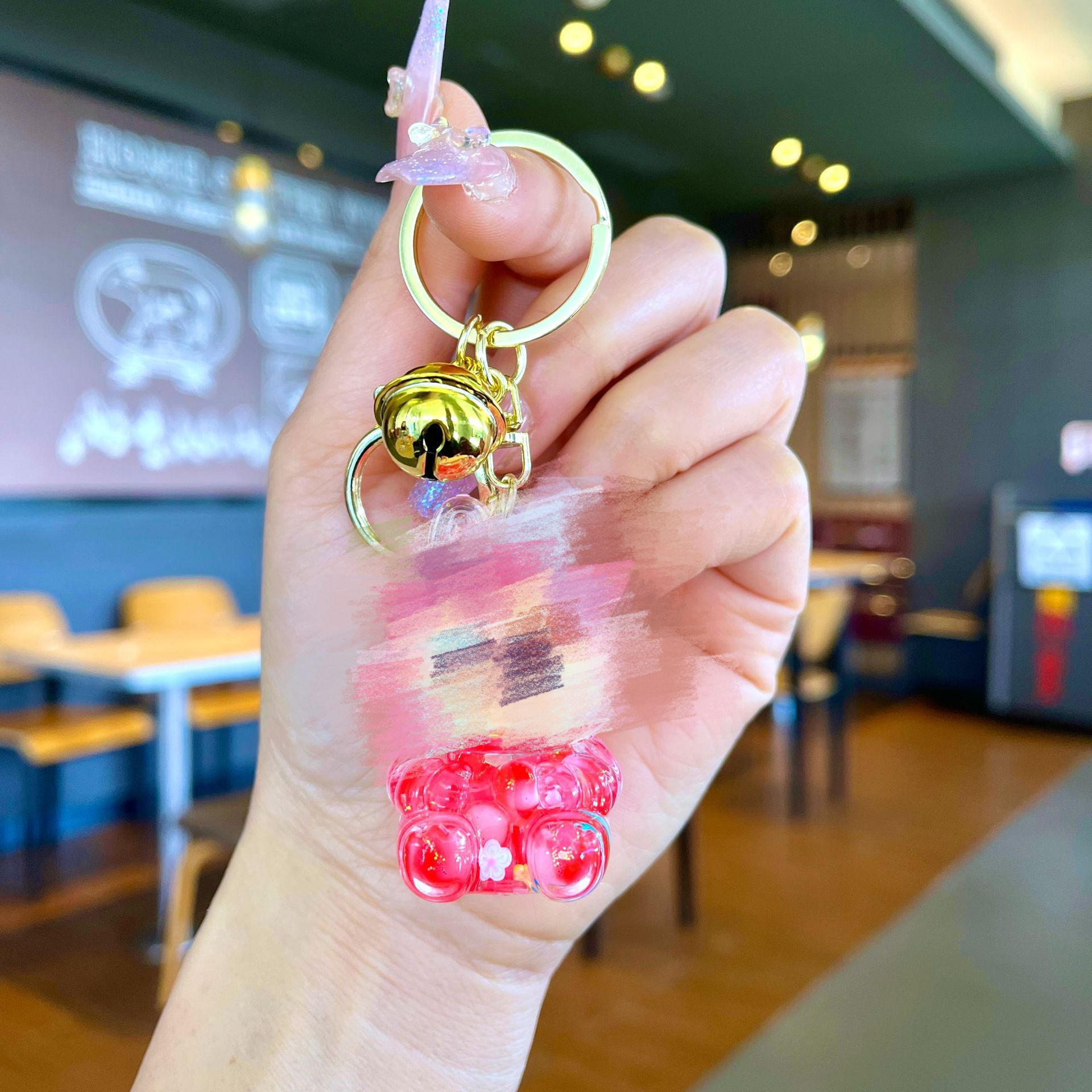 골드 하드웨어 [레드] 야광 버블 비즈 작은 천 천